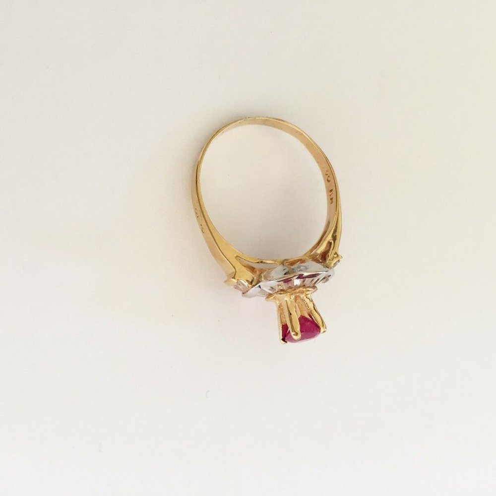14k Solid Gold Ruby Cz Women Ring - image 6